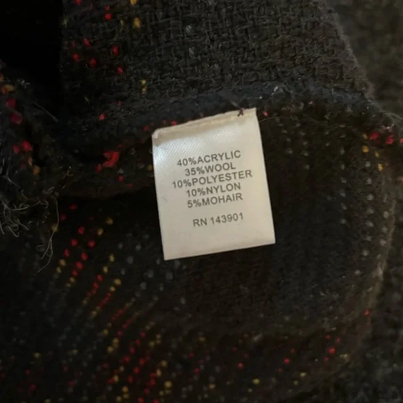 Coco+Carmen Women’s Grey Wool Blend Plaid V-Neck Cardigan Sweater Jacket Sz S/M - Picture 6 of 10